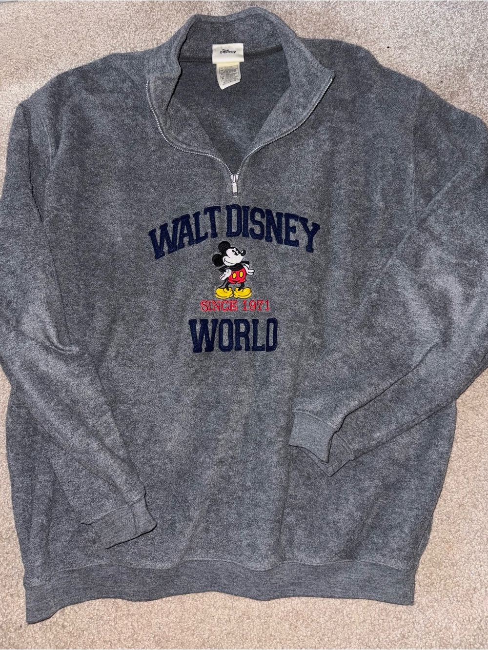Disney Gray Walt Disney World Mickey Half-Zip Pullover